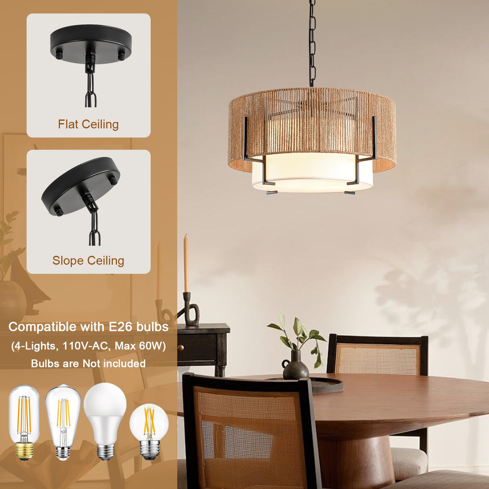 SupMaka chandelier hanging chain adjustment demonstrating flexible installation options