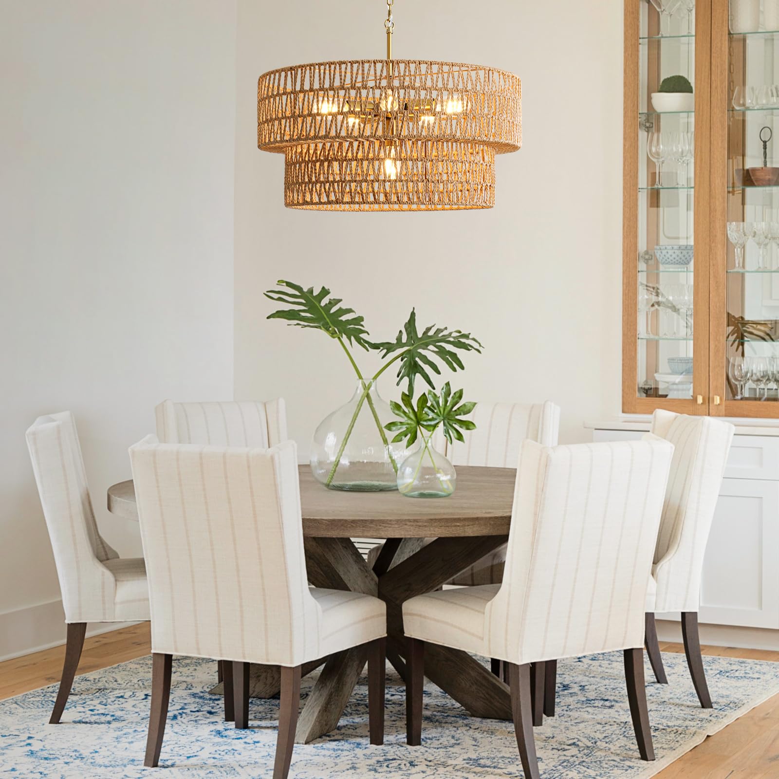 SupMaka dining room ambiance featuring warm glow from chandelier