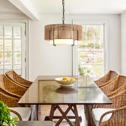 SupMaka dining room setup with chandelier above a table for inviting evenings