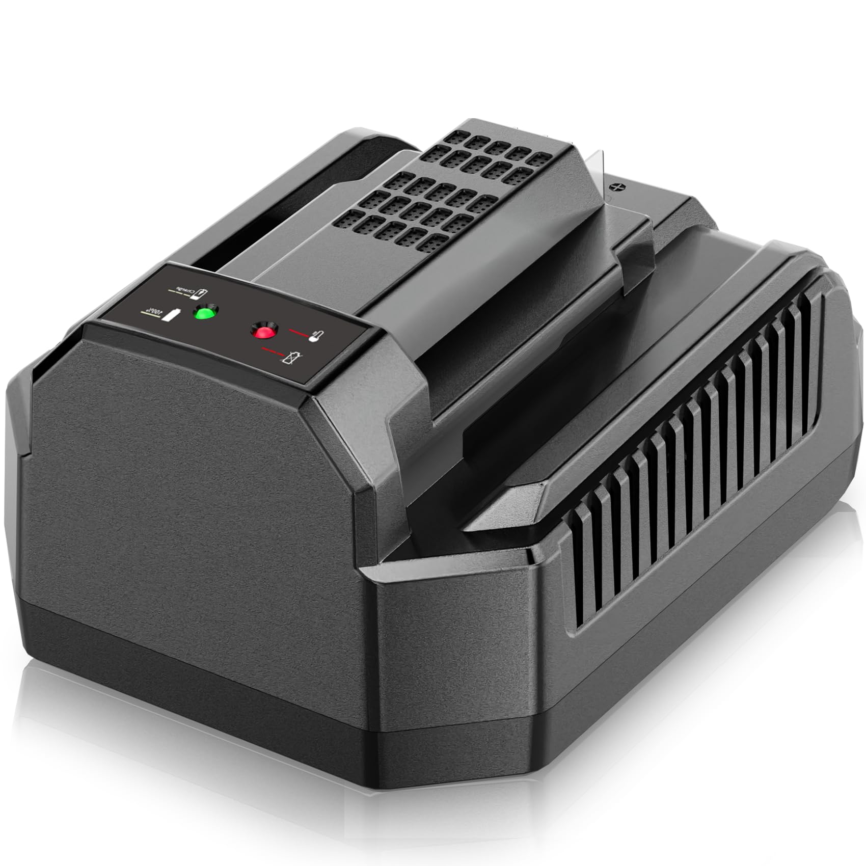 Supowill replacement rapid charger for EGO CH2100, front view, ready for fast charging