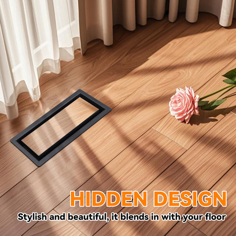 Supply Depot flush-installed floor vent in a modern living room.
