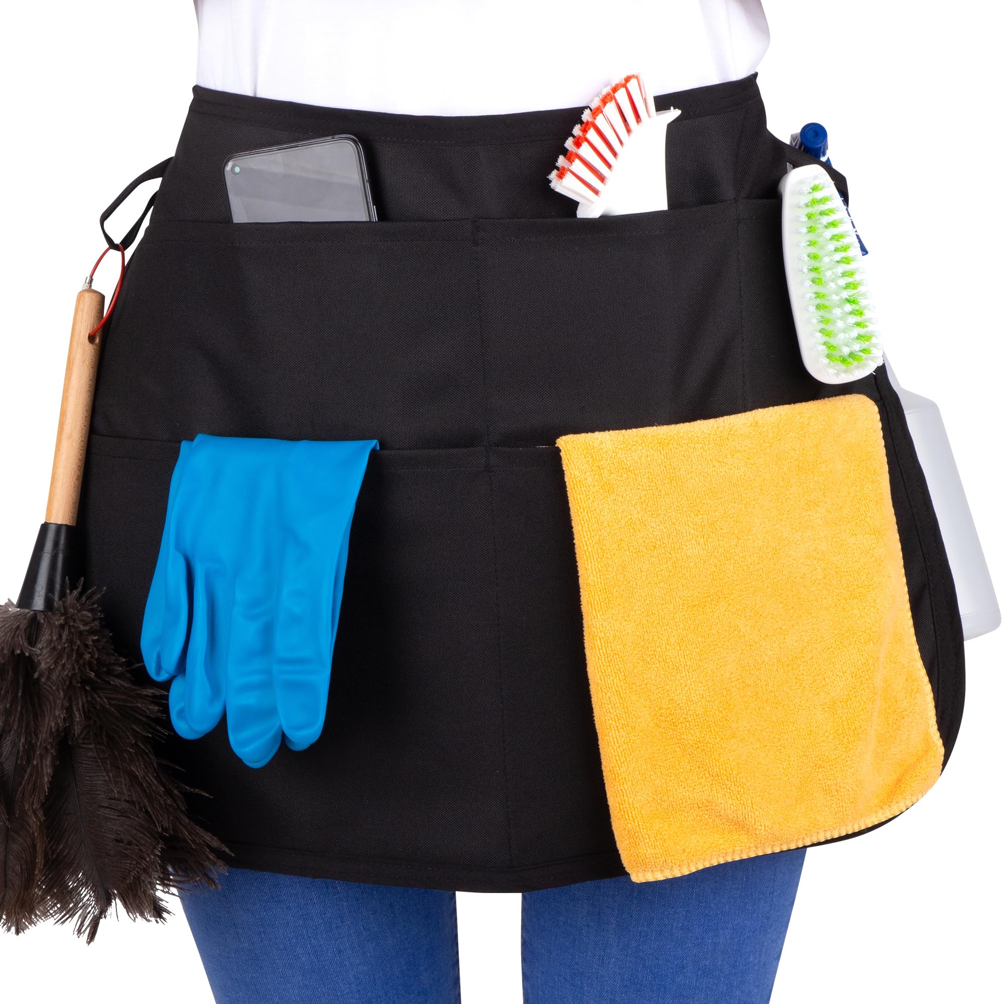 SupplyMaid Waterproof Apron front view with organized tool storage for pro cleaners