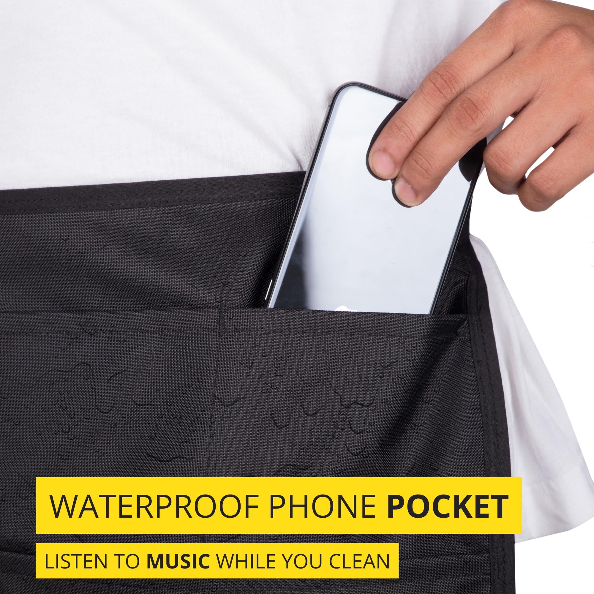 SupplyMaid Waterproof Apron built-in phone pocket for quick access during cleaning tasks