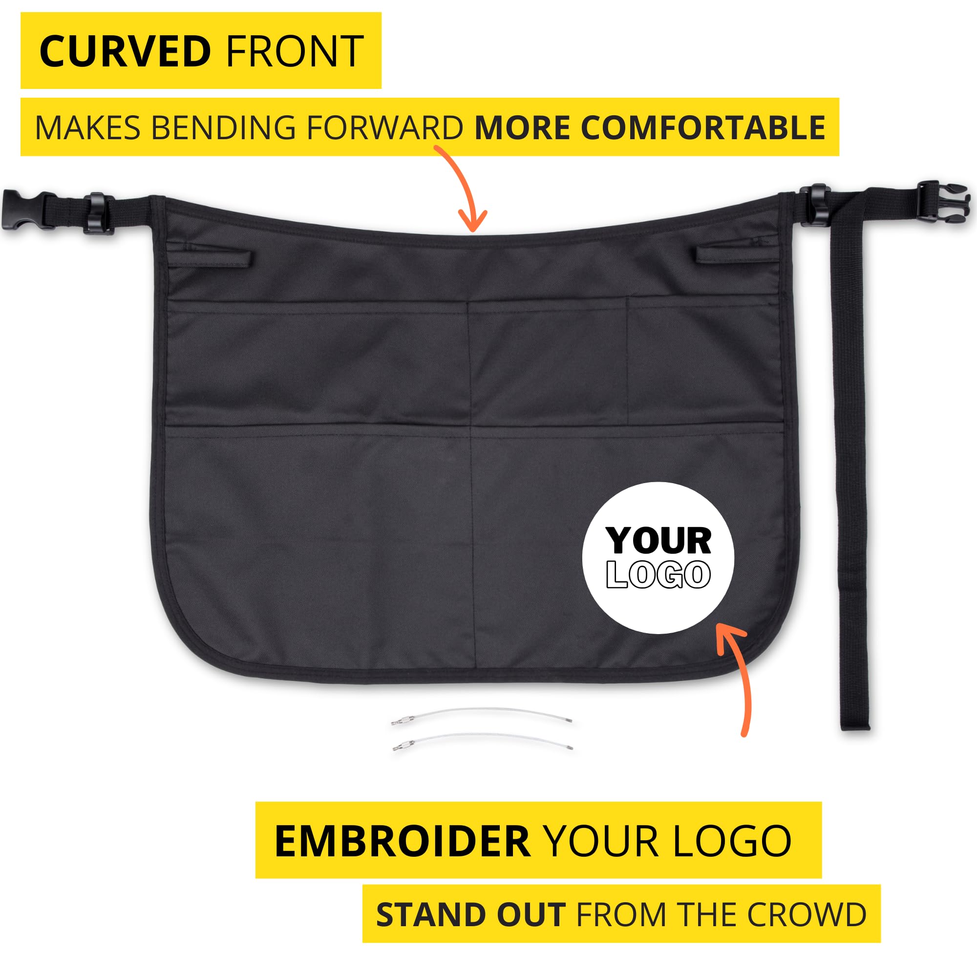 SupplyMaid Waterproof Apron pocket section displaying phone and bottle storage