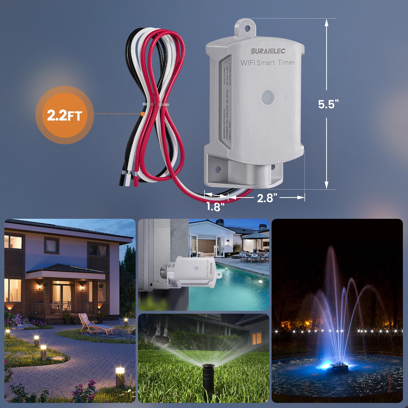 SURAIELEC pool light control in outdoor setting.