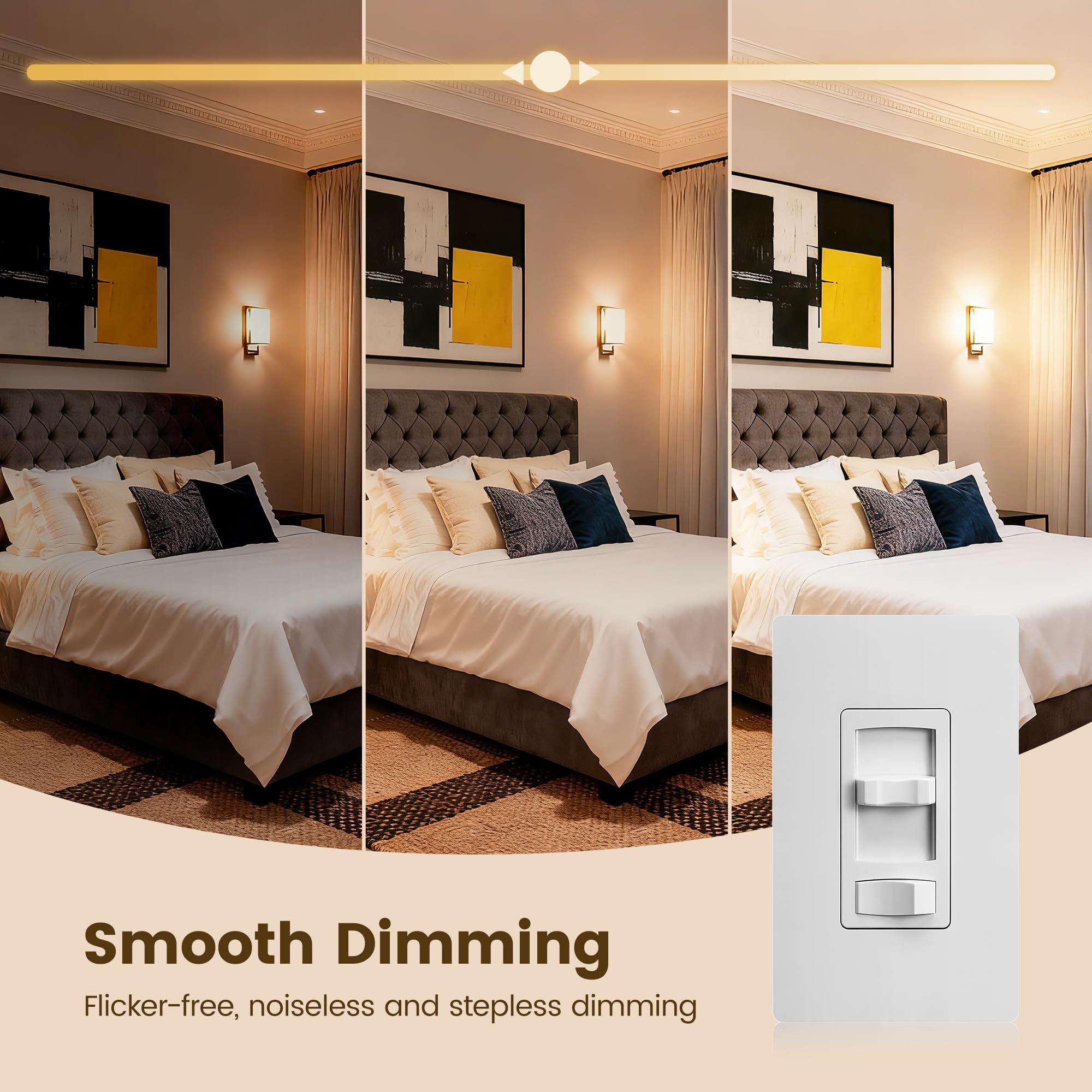 SURAIELEC dimmer slider control for smooth brightness adjustments.
