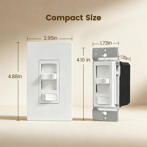 SURAIELEC dimmer with screwless wall plate for a clean look.