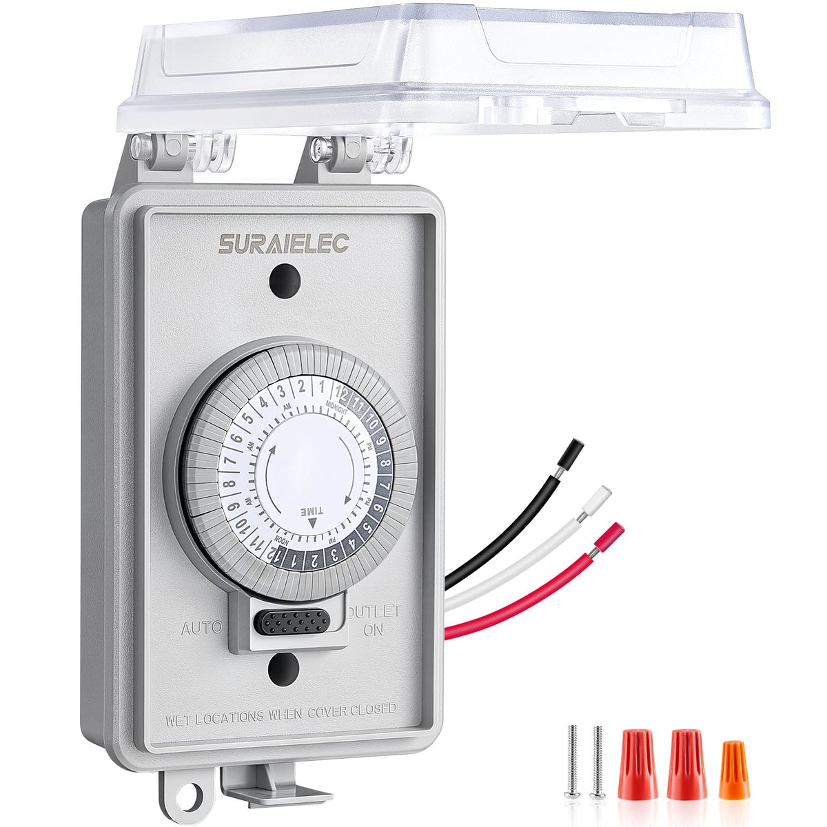 SURAIELEC heavy-duty timer outdoors with 24-hour scheduling