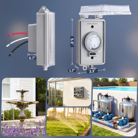 SURAIELEC timer used for holiday decorations and garden loads