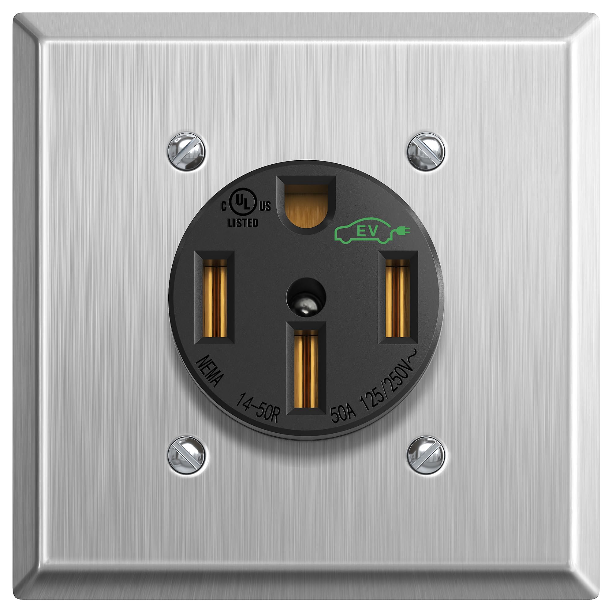 SURAIELEC 50A NEMA 14-50R outlet with stainless steel faceplate for durable connections.