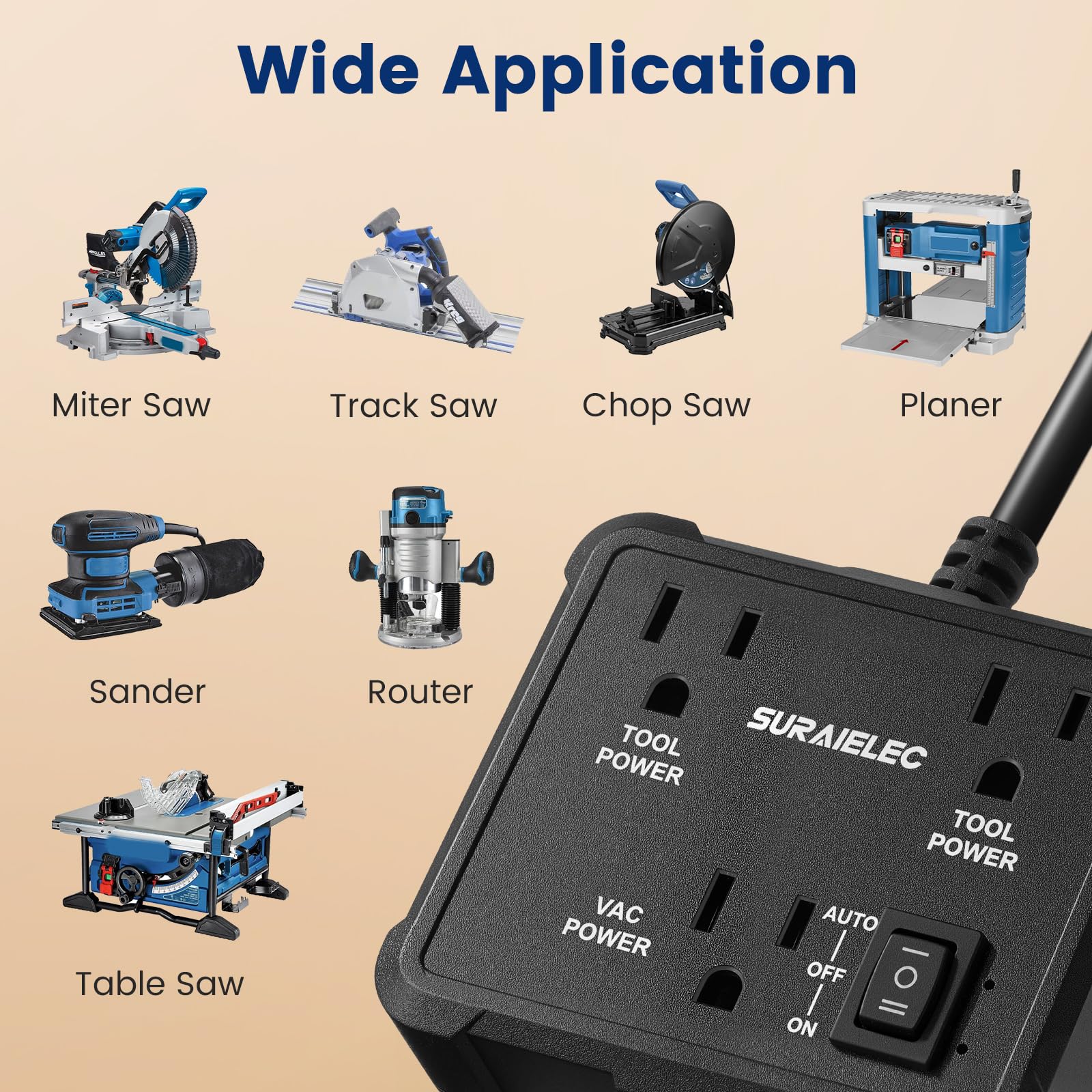 SURAIELEC compatibility with table saws and sanders for dust control