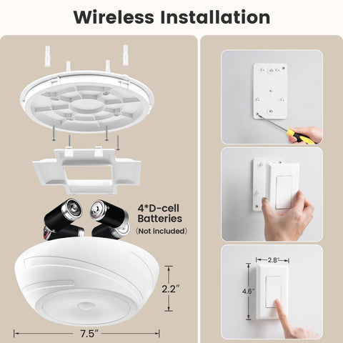 SURAIELEC battery ceiling light auto-off mode conserves energy.