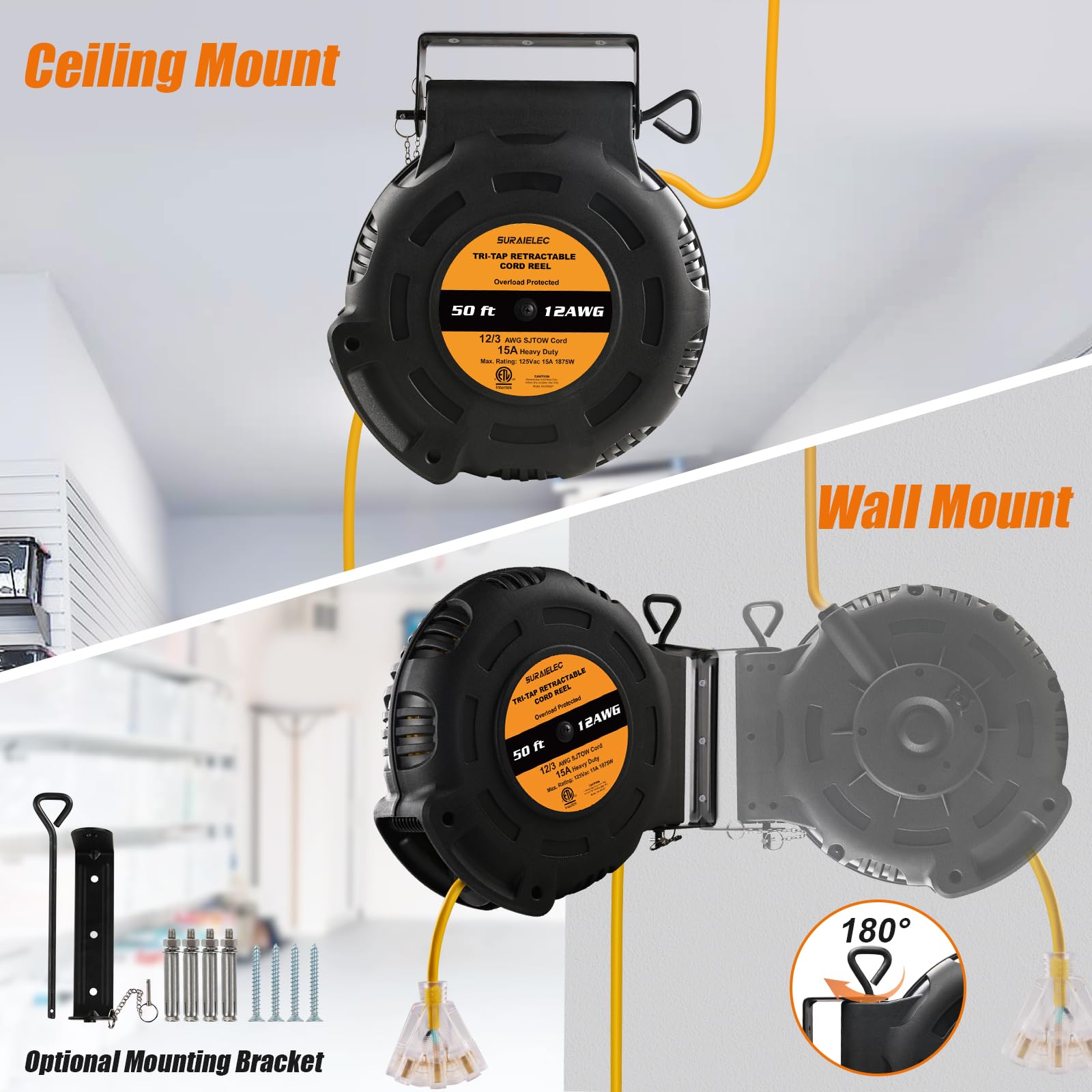 SURAIELEC ceiling or wall mount bracket for flexible installation.