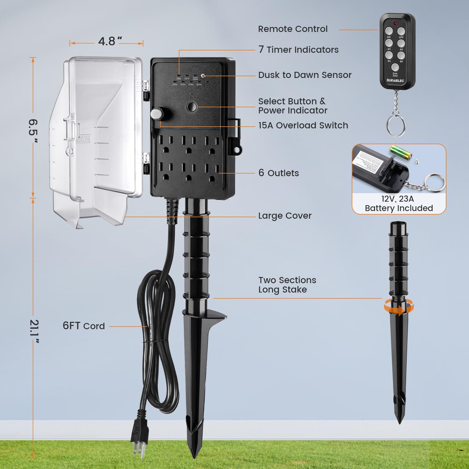 SURAIELEC easy-installation stake for quick and stable outdoor setups