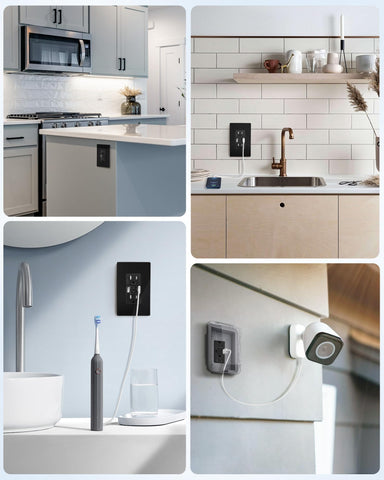 SURAIELEC black finish outlet with screwless wall plate.