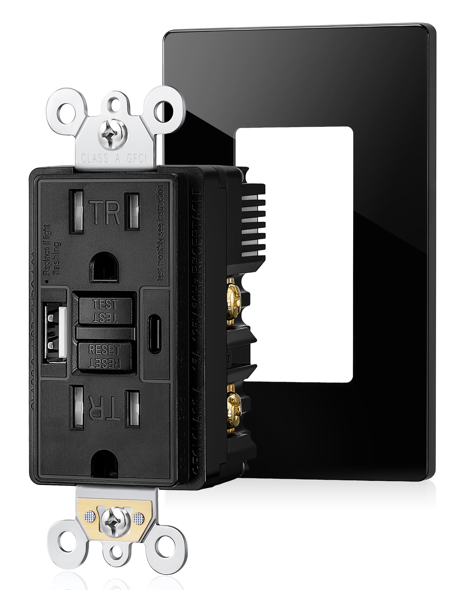 SURAIELEC GFCI outlet with USB-C and USB-A ports for convenient charging.