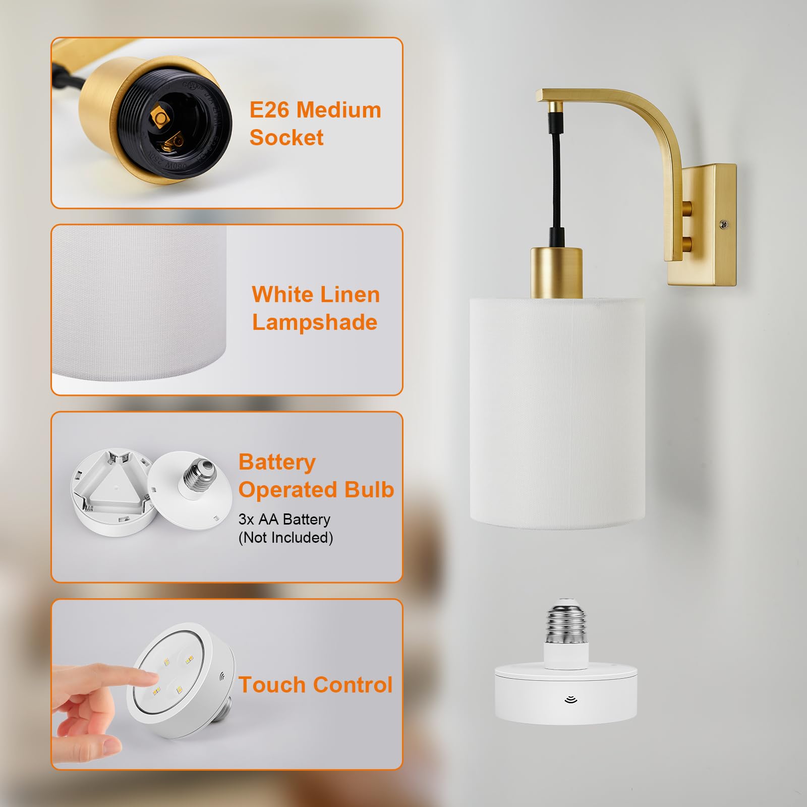SURAIELEC gold finish backplate adds elegant touch to décor.