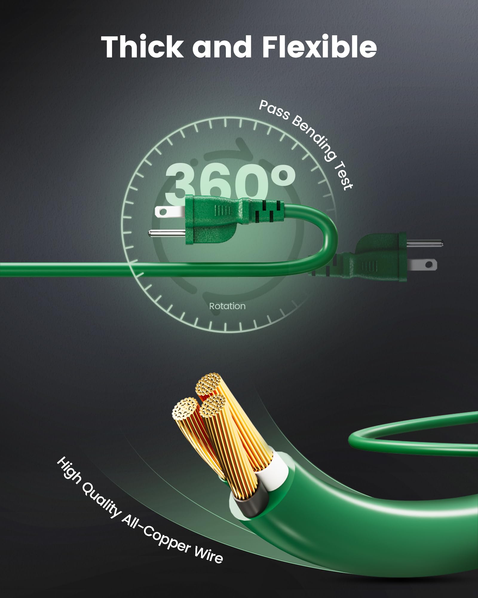SURAIELEC green outdoor cord blends with landscapes for discreet holiday lighting