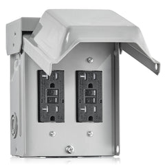 Suraielec outdoor outlet box with dual GFCI sockets for safe exterior power