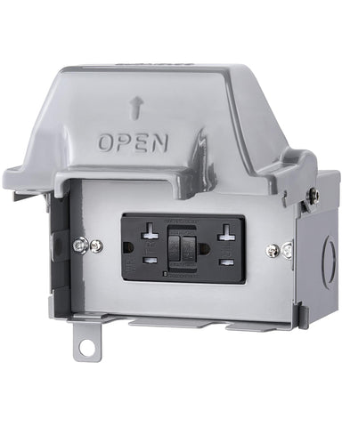 SURAIELEC outdoor outlet box with waterproof 20A GFCI for safe backyard power