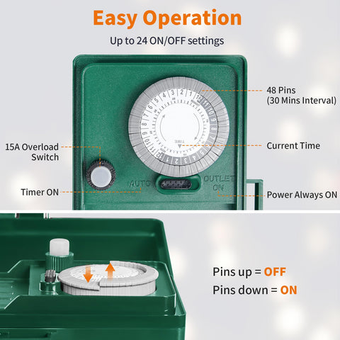 SURAIELEC outdoor timer side view showing six outlets for yard use