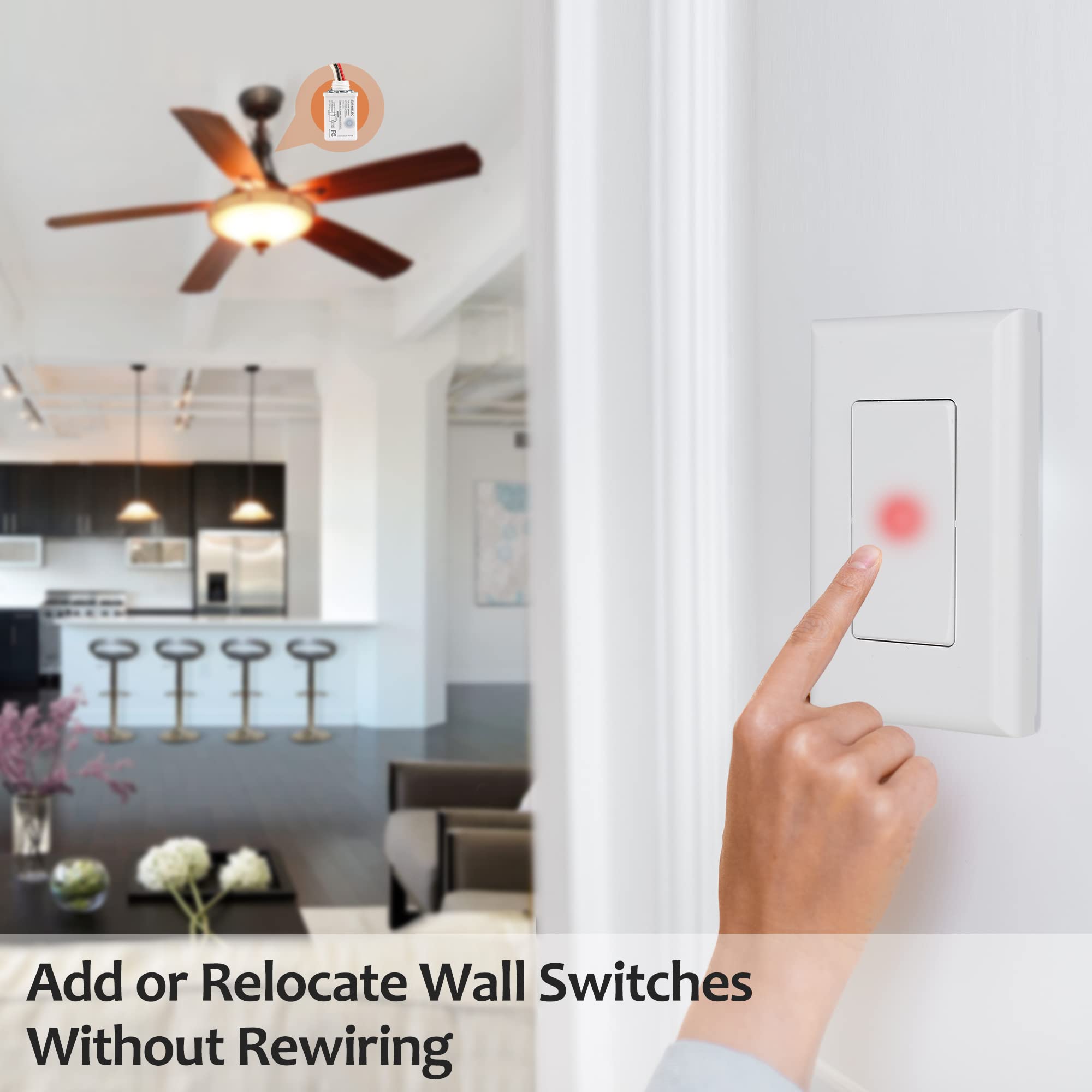 SURAIELEC receiver unit in box enables simple install between power and lamp.
