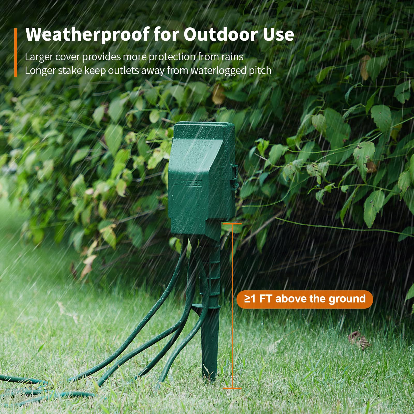 SURAIELEC six-outlet stake enables multiple devices outdoors