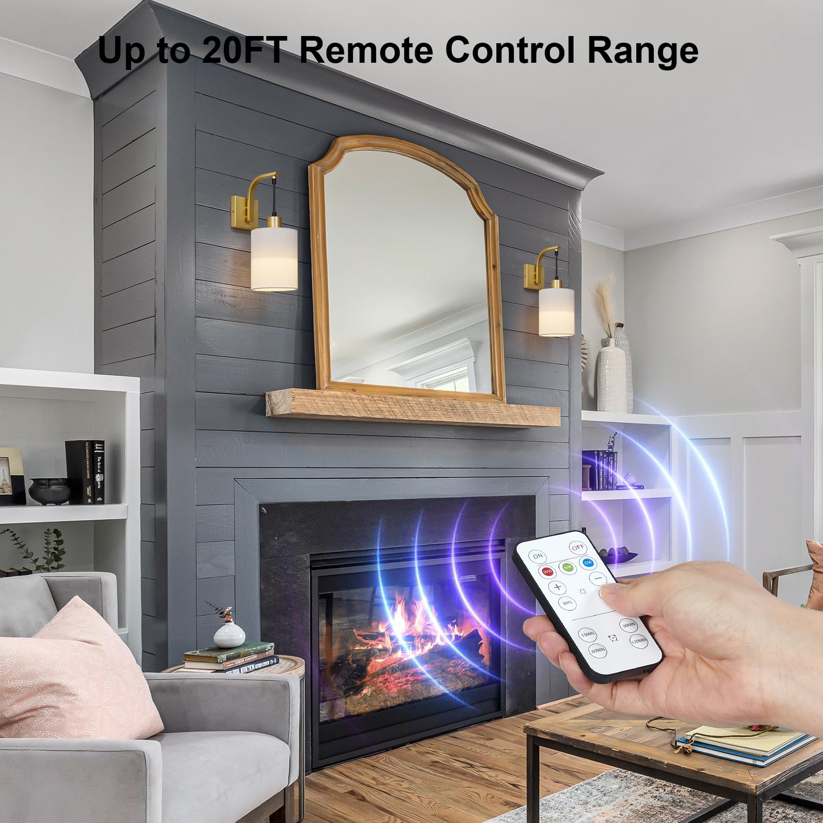 SURAIELEC wall sconce remote-control enables quick dimming and on/off from anywhere.
