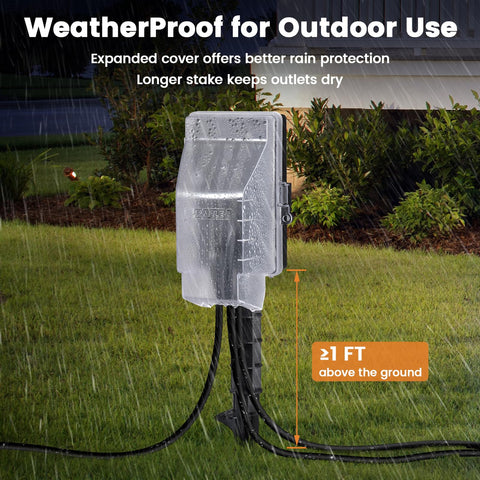 SURAIELEC waterproof outdoor power stake withstands rain and sun for year-round use