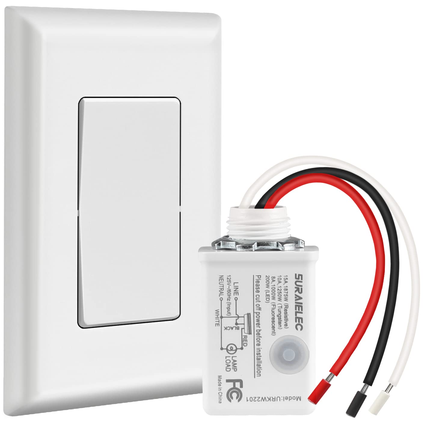 SURAIELEC wireless switch kit front view for wire-free light control.