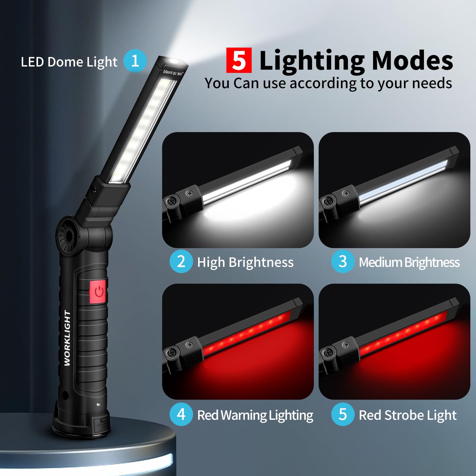 Suranew 360° rotatable head for precise lighting in tight workshop spaces.