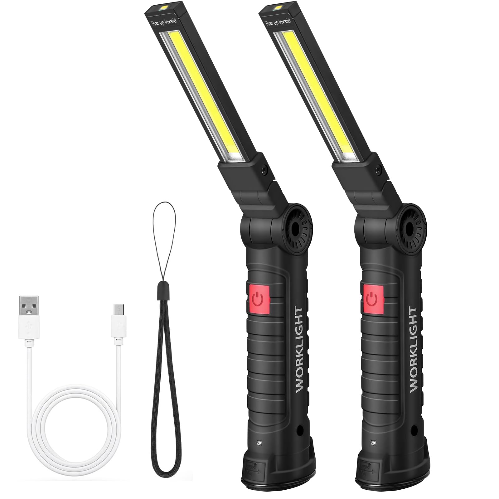 Suranew rechargeable LED work light with magnetic base for hands-free car repairs.