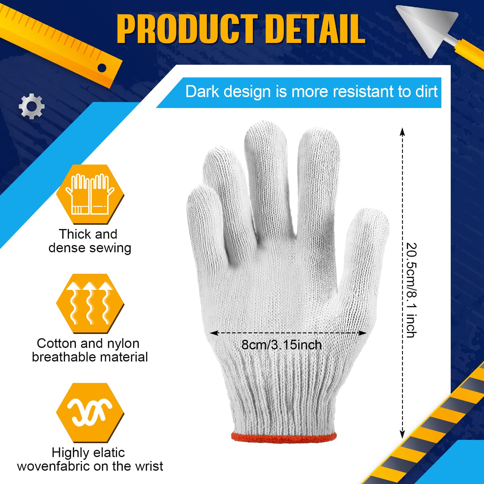 Sureio knit polyester blend glove liner close-up shows sturdy stitching
