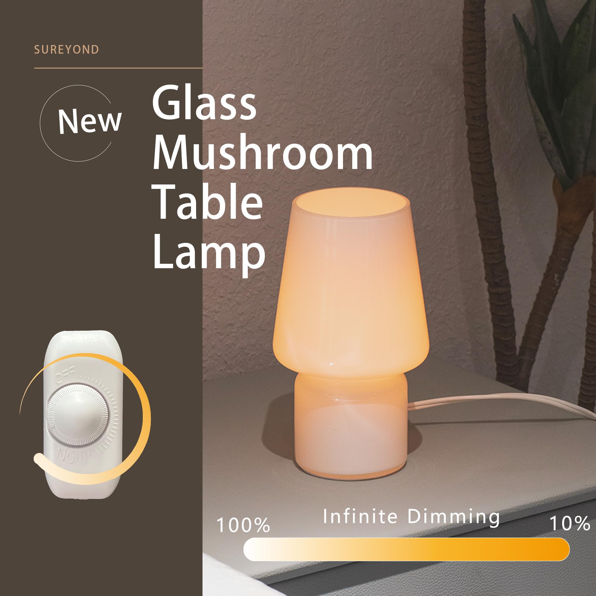 SUREYOND Mushroom Lamp used as bedside decoration for cozy nights.
