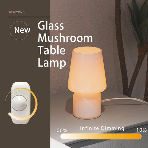 SUREYOND Mushroom Lamp used as bedside decoration for cozy nights.