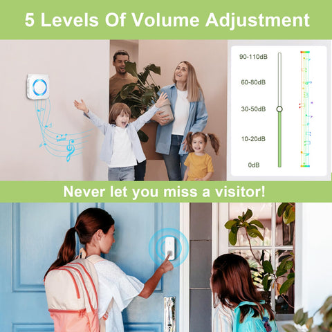 SURFOU doorbell with 55 chimes and adjustable volume for personalized alerts