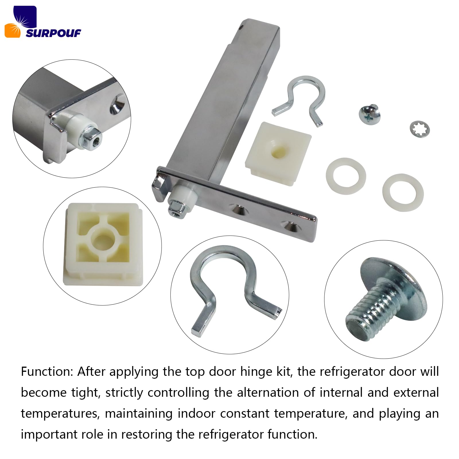 SURPOUF hinge kit durable materials for long-lasting fridge door performance