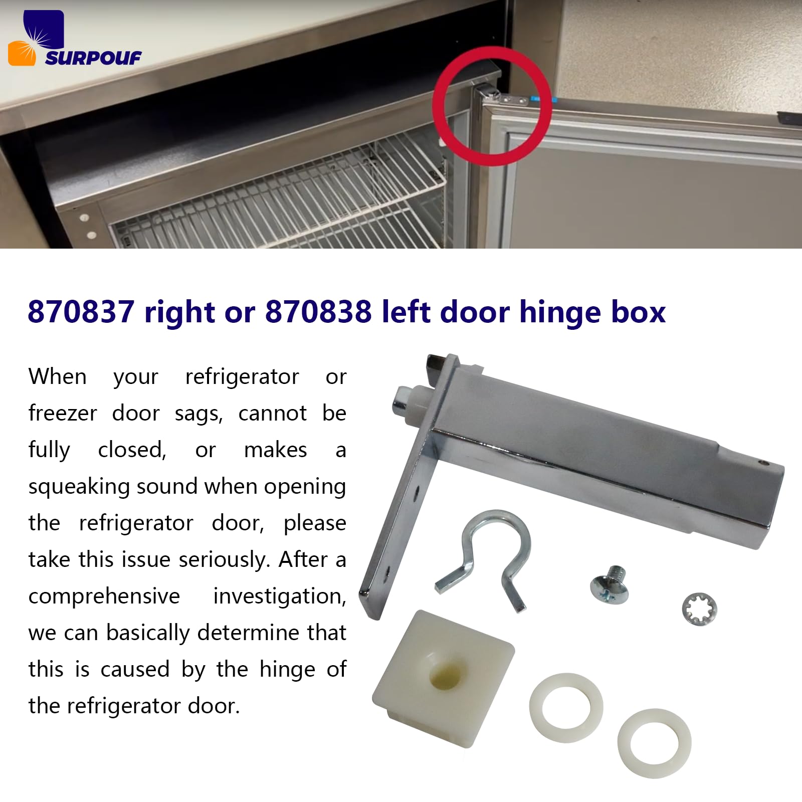 SURPOUF true refrigerator door hinge right for snug seal