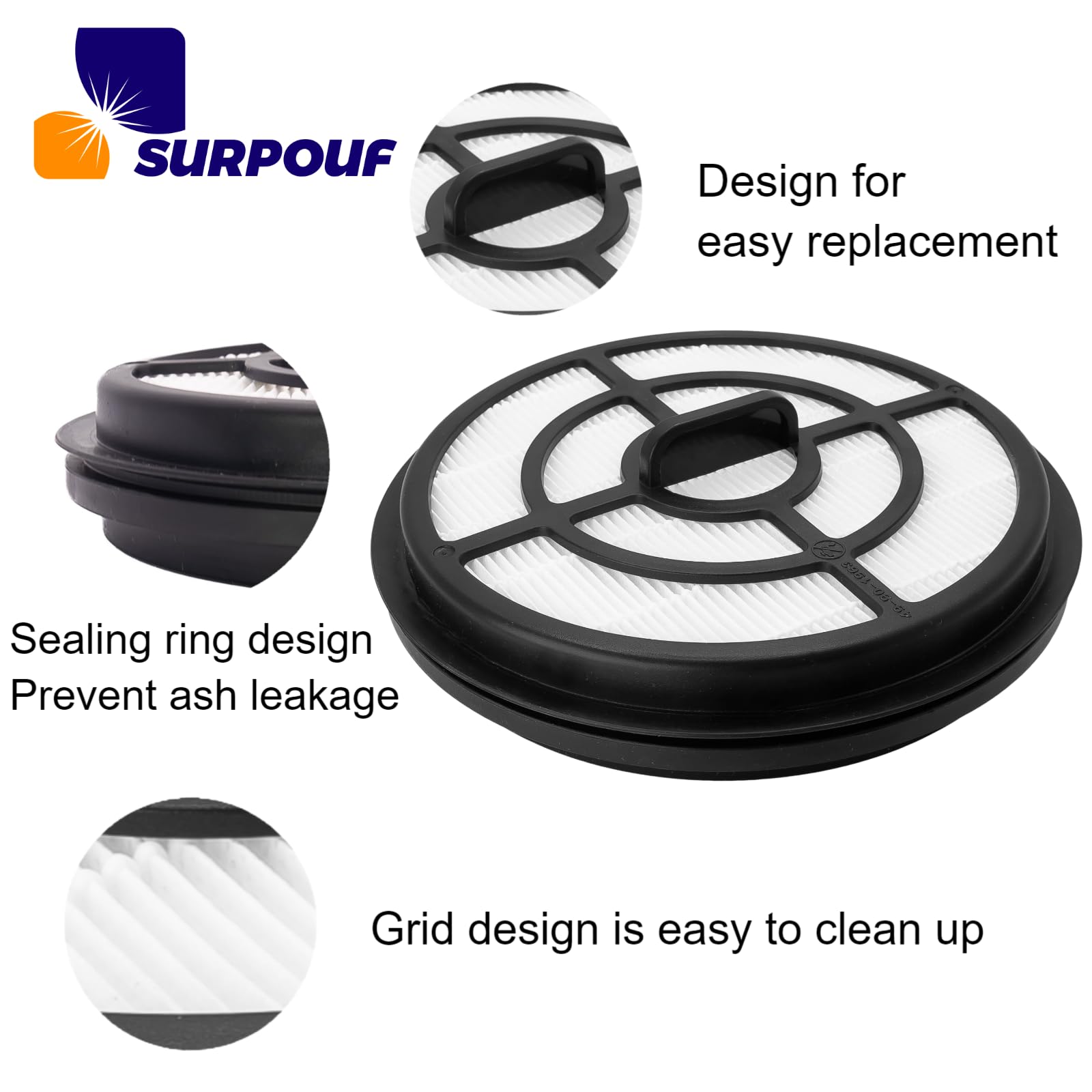 Two-pack SURPOUF filters ready for quick replacements in a backpack vacuum.