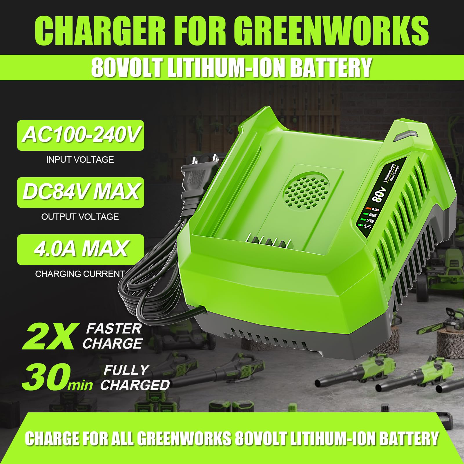 Surpowtec 4A Rapid Charger showing LED indicators for battery status.
