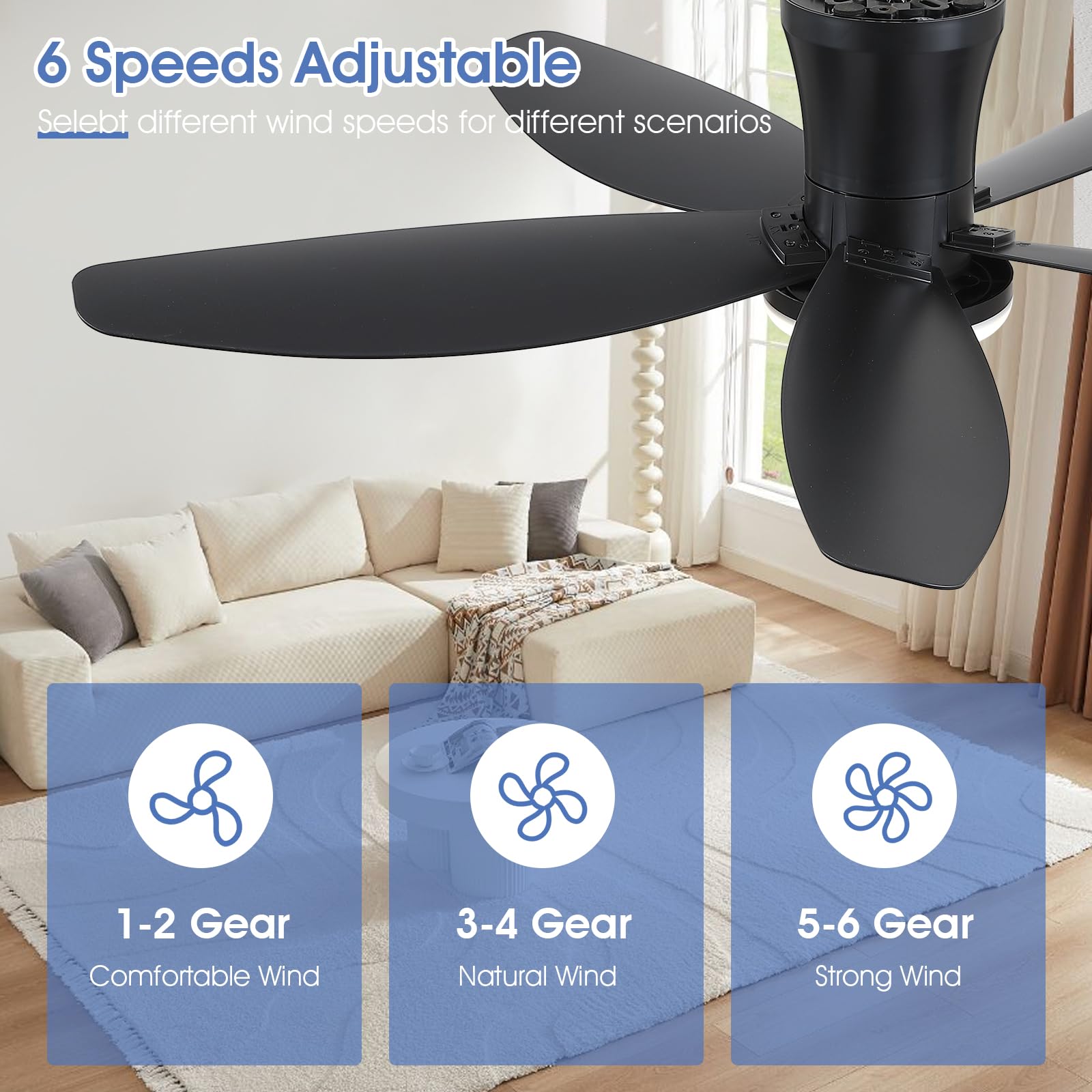 Surtime 42-inch fan app remote control for easy adjustments.