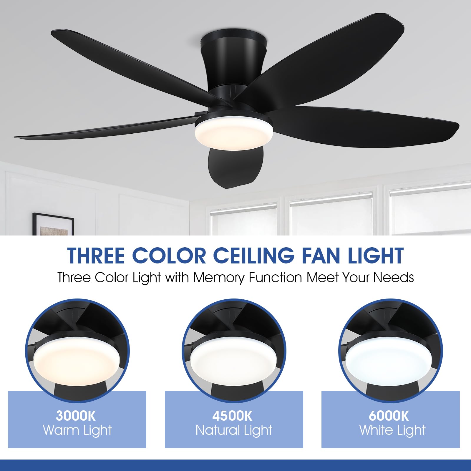 Surtime 42-inch ceiling fan LED provides ambiance with dimmable light.