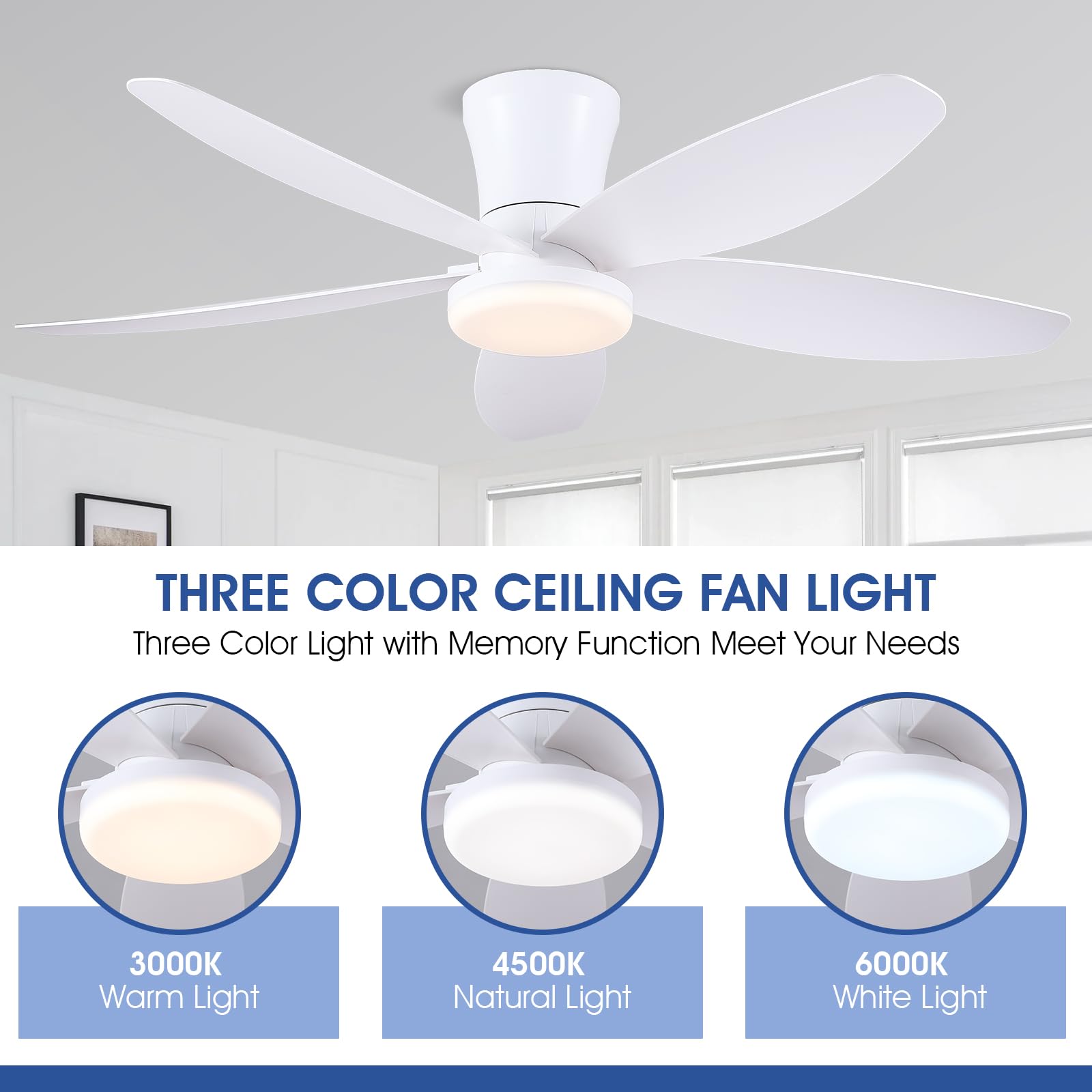 Surtime 42-inch ceiling fan with snap-in blades for quick setup.