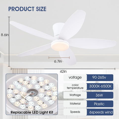 Surtime 42-inch ceiling fan DC motor delivers quiet cooling.