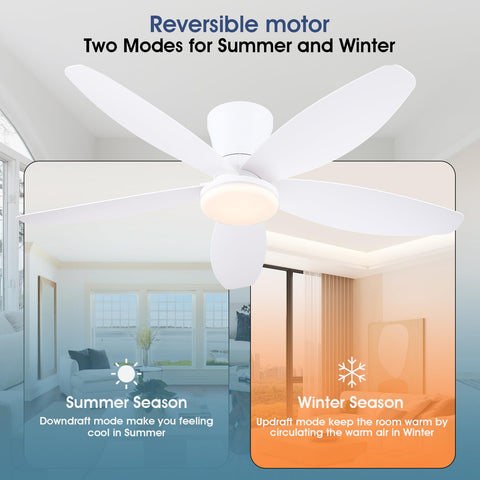 Surtime 42-inch ceiling fan flush mount for low-profile ceiling.