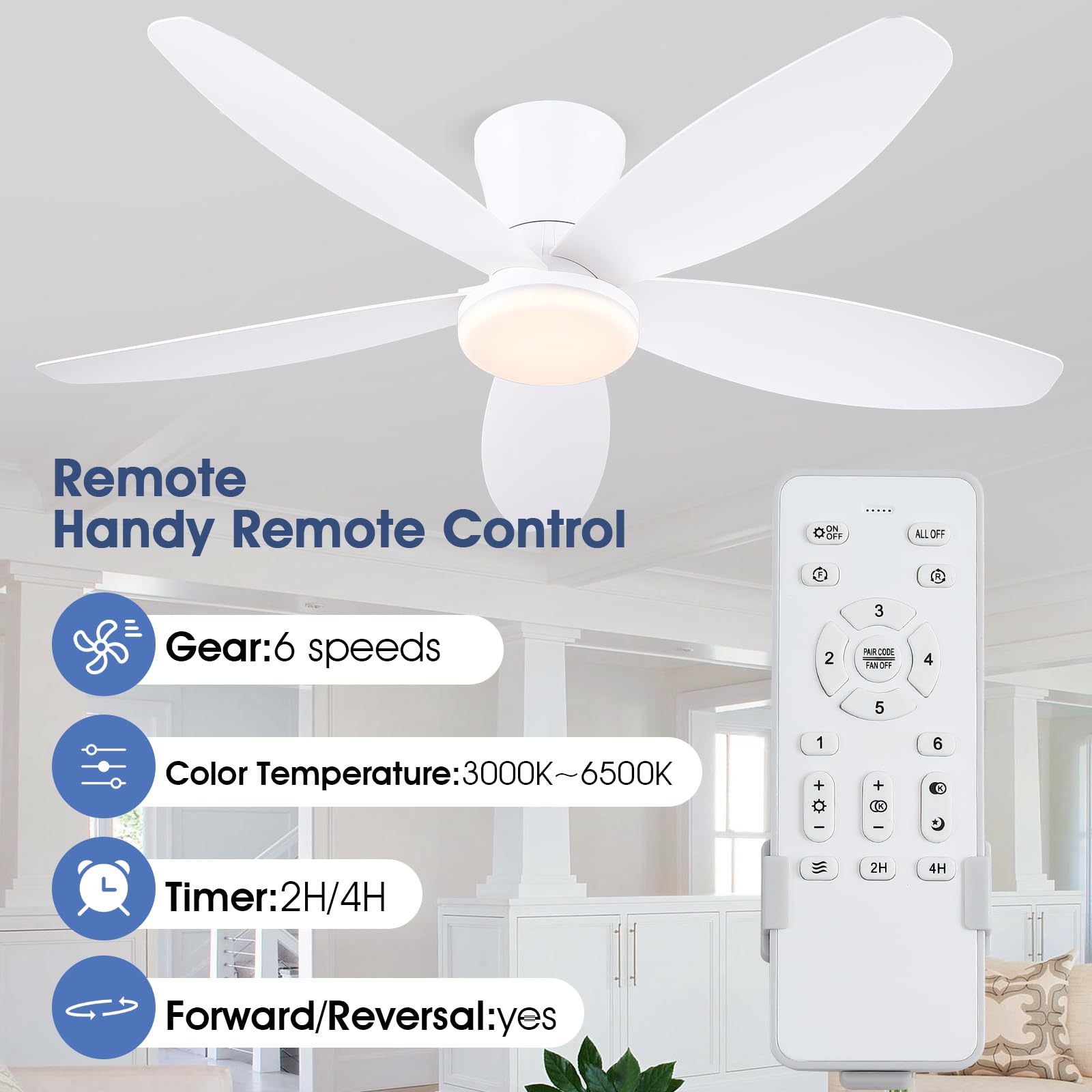 Surtime 42-inch ceiling fan with remote and app control.