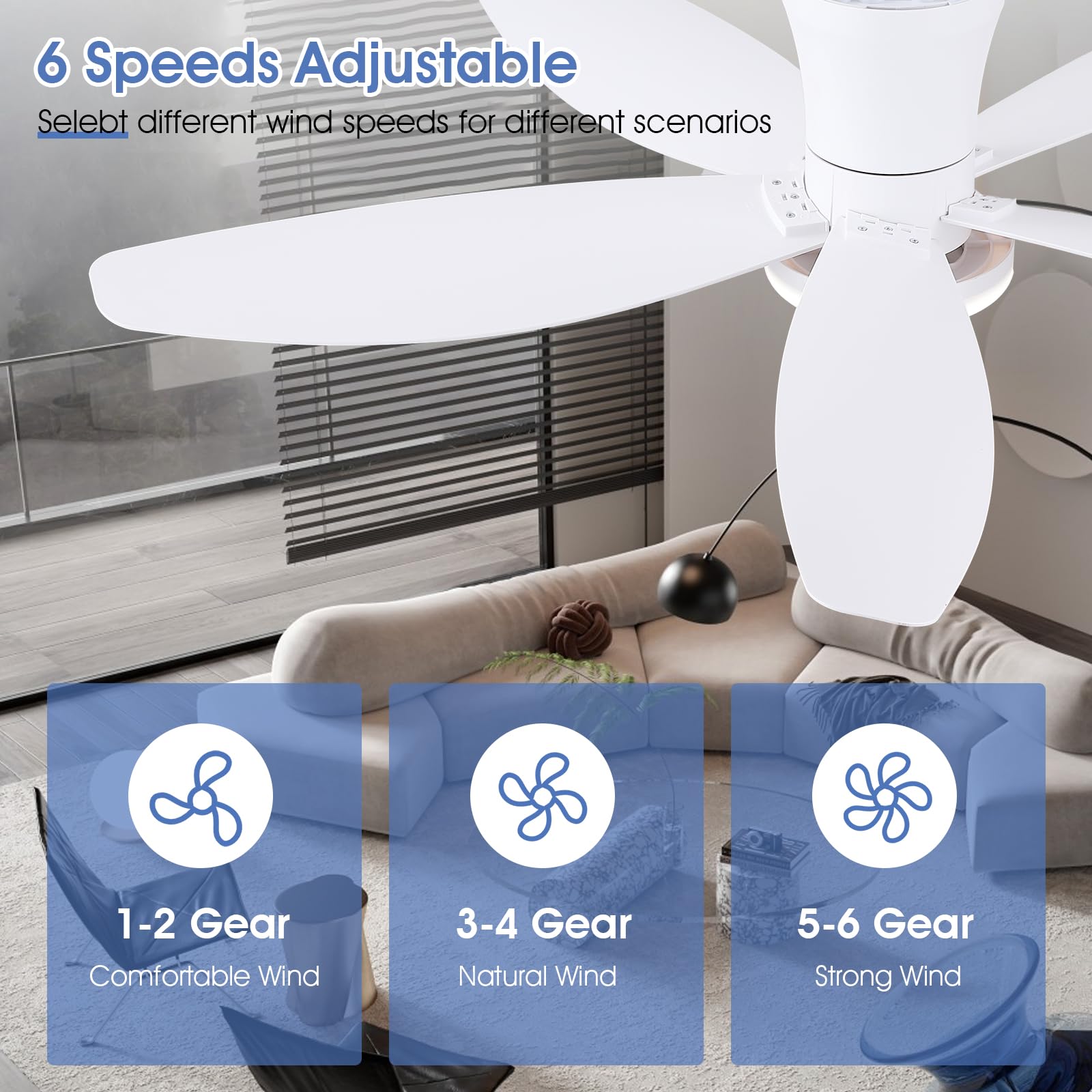Surtime 42-inch ceiling fan smart memory stores lighting and speed.