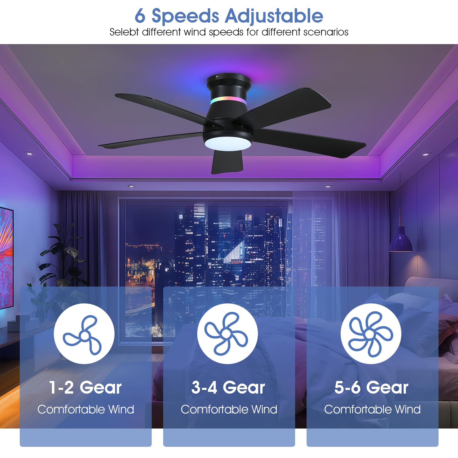 Surtime reversible DC motor ensures quiet operation and year round comfort.
