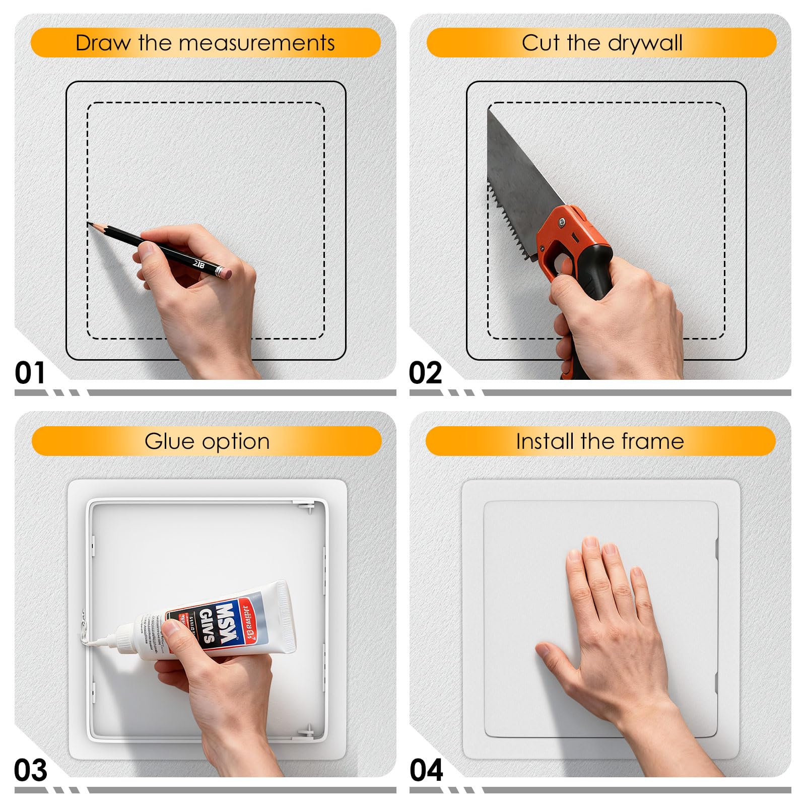 Suteck drywall ceiling installation step illustration for DIY