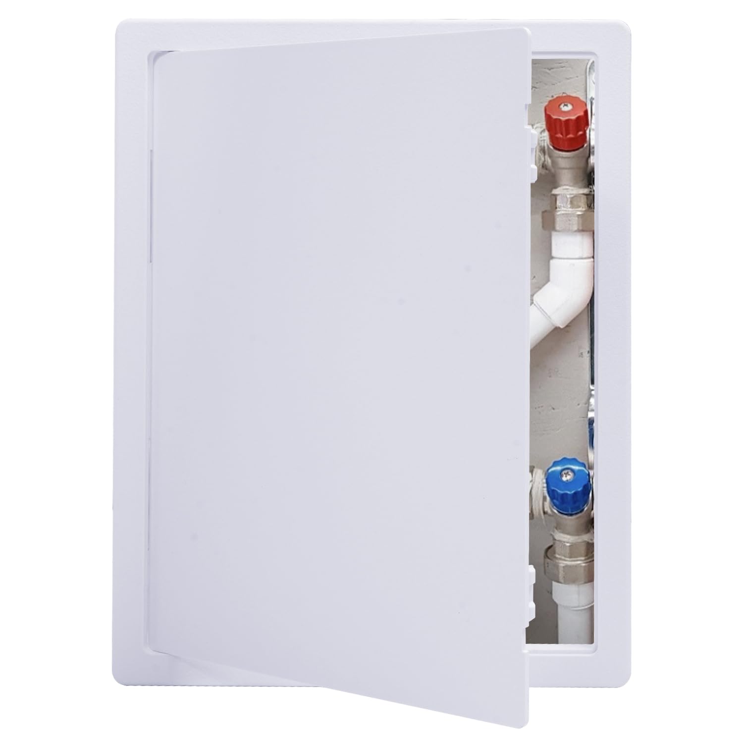 Suteck white 12x16 access panel from the front, ideal for quick plumbing access